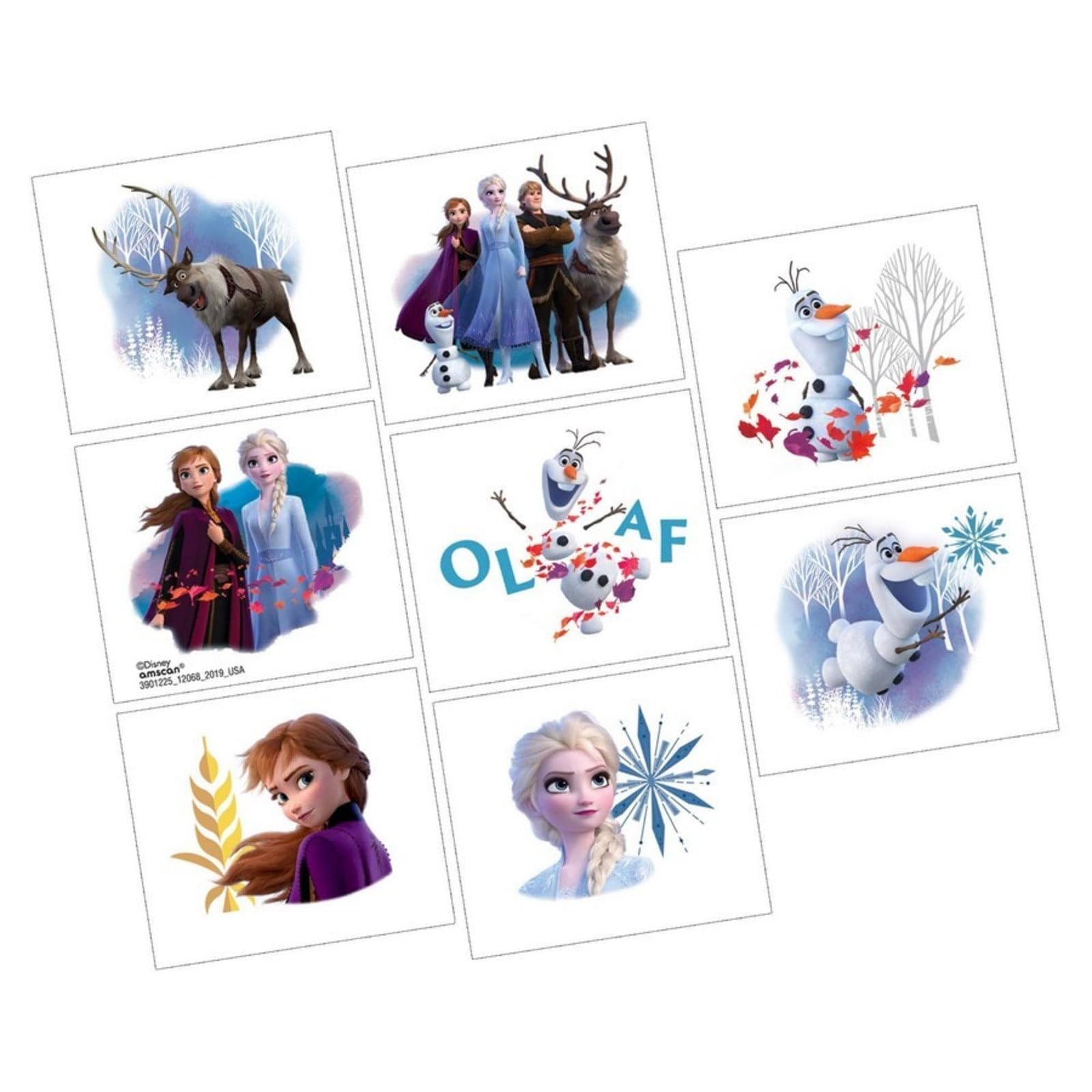 Disney Frozen 2 Tattoos | 2' X 1 3/4' | Multicolor - 8 Pcs.