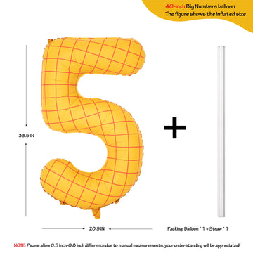 40 In Matte Yellow Number Balloons Helium Foil Mylar Balloon Birthday Party Banquet Decoration Digital 5