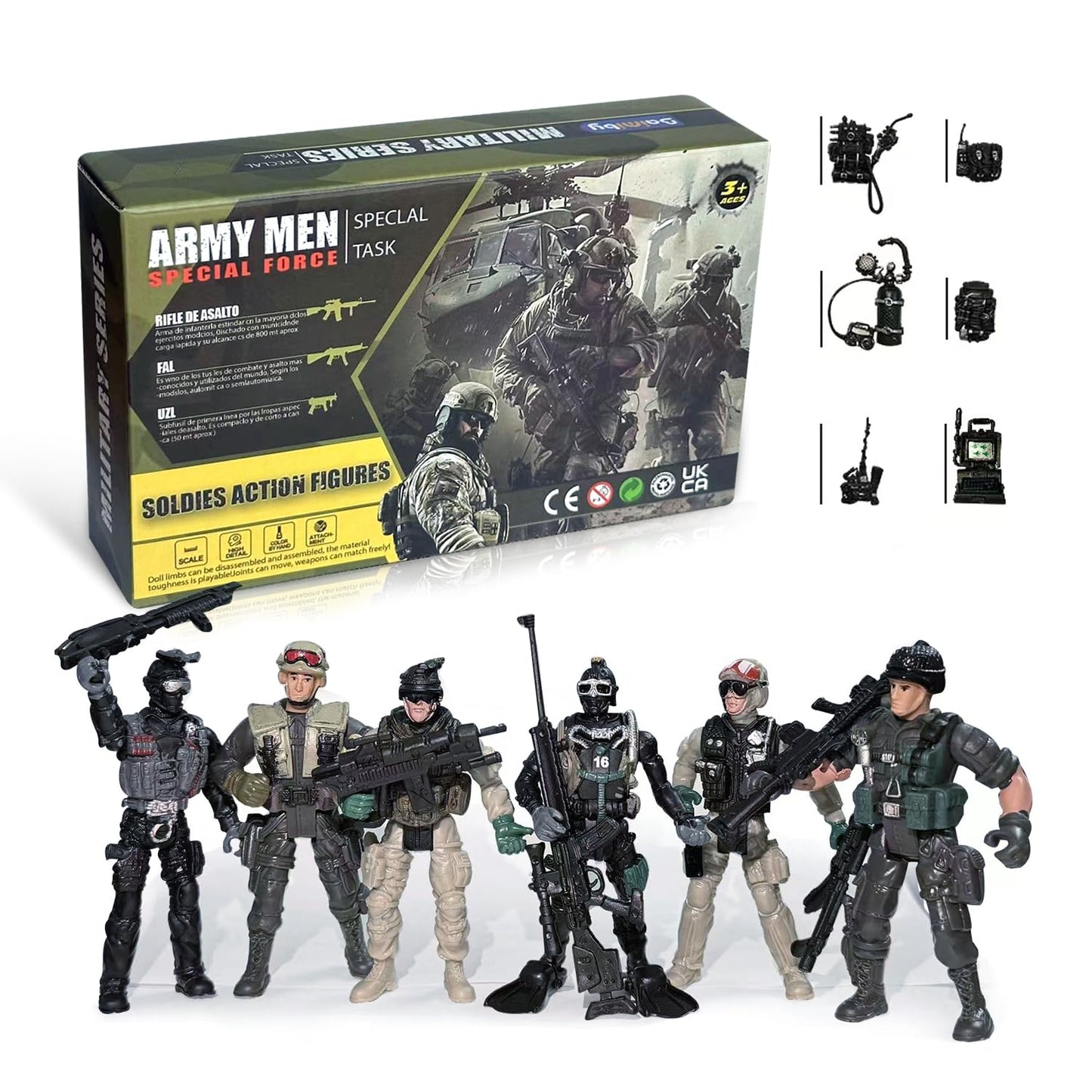 Baimiby Army Men Action Figure  Soldiers Toys for Boy Age 4-7 Set  Military Playset with Military  Accessories US Army Men Toy Set and SWAT Team Toy Soldiers for Toddler Boy
