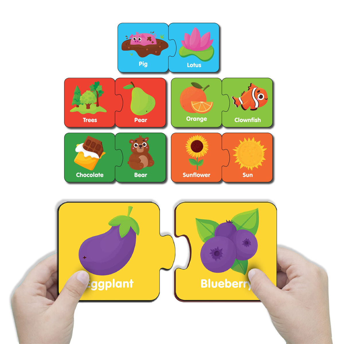 Yay Play Color 2 Piece Wooden Jigsaw Puzzle, Set Of 6 Wooden Puzzle For Kids, Montessori Early Educational Pre School Puzzle Toy