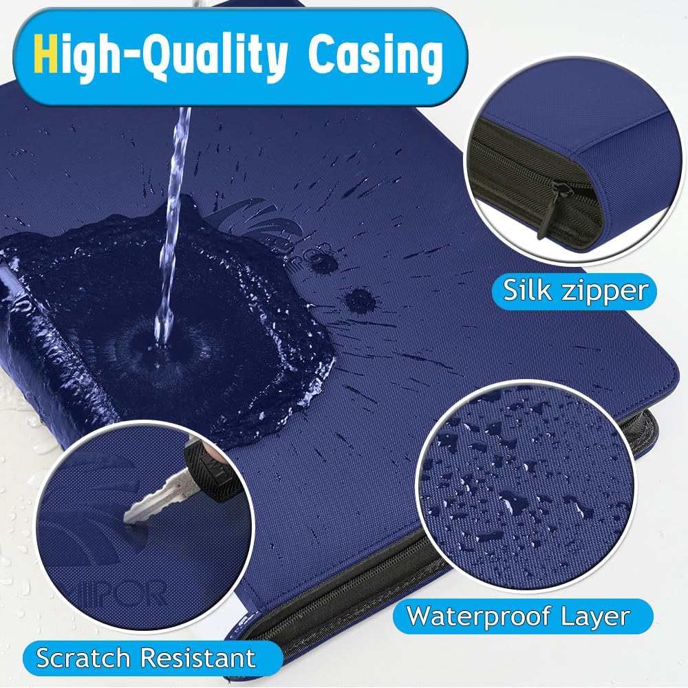 enhanced Top Loader Binder  Holds 288 Top Loaders 9-Pocket Toploader Binder with Sleeves for 3 x 4 Rigid Card Binder for Top Loader for Trading Cards or Sports Cards - Classic Blue