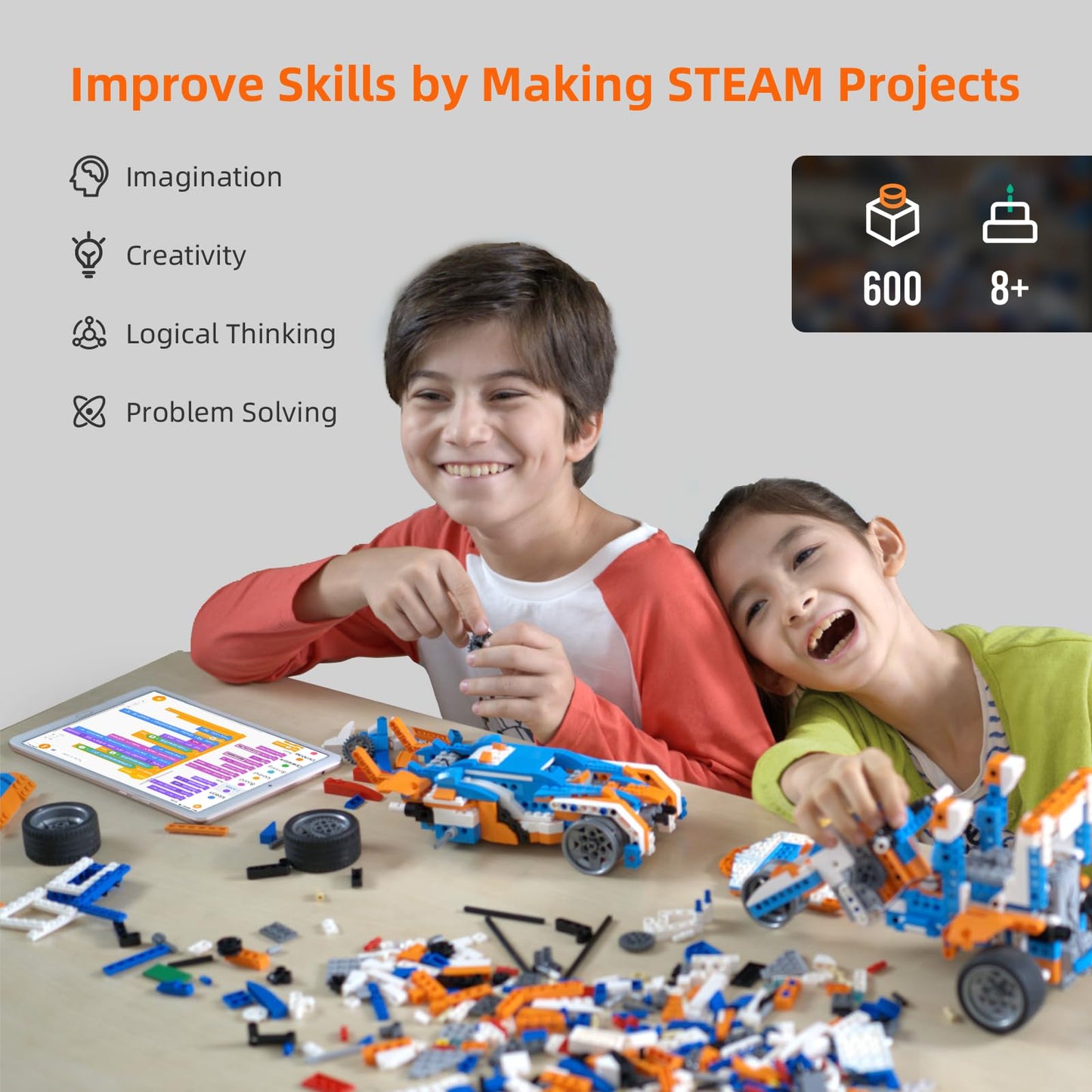Apitor STEM Robotics Kits, Educational Toy Science Kits with Storage Box, App RC Toys Coding Robots for Kids 8 9 10 11 12 Years