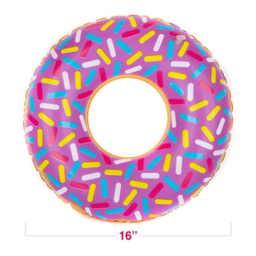 Inflatable Donut Pool Float For Kids, (Pack Of 4) Colorful Sprinkle Donut Inflatables Tube In Assorted Designs, For Summer & Beach, Donut Birthday Party Decorations, Durable Water Pool Toys For Kids