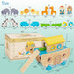 WOODENFUN Toddlers Wooden Noah's Ark Toy Playset, Montessori Shape Sorter, 5"x10"x10", Ideal for Boys & Girls, Model 55020-ZJ