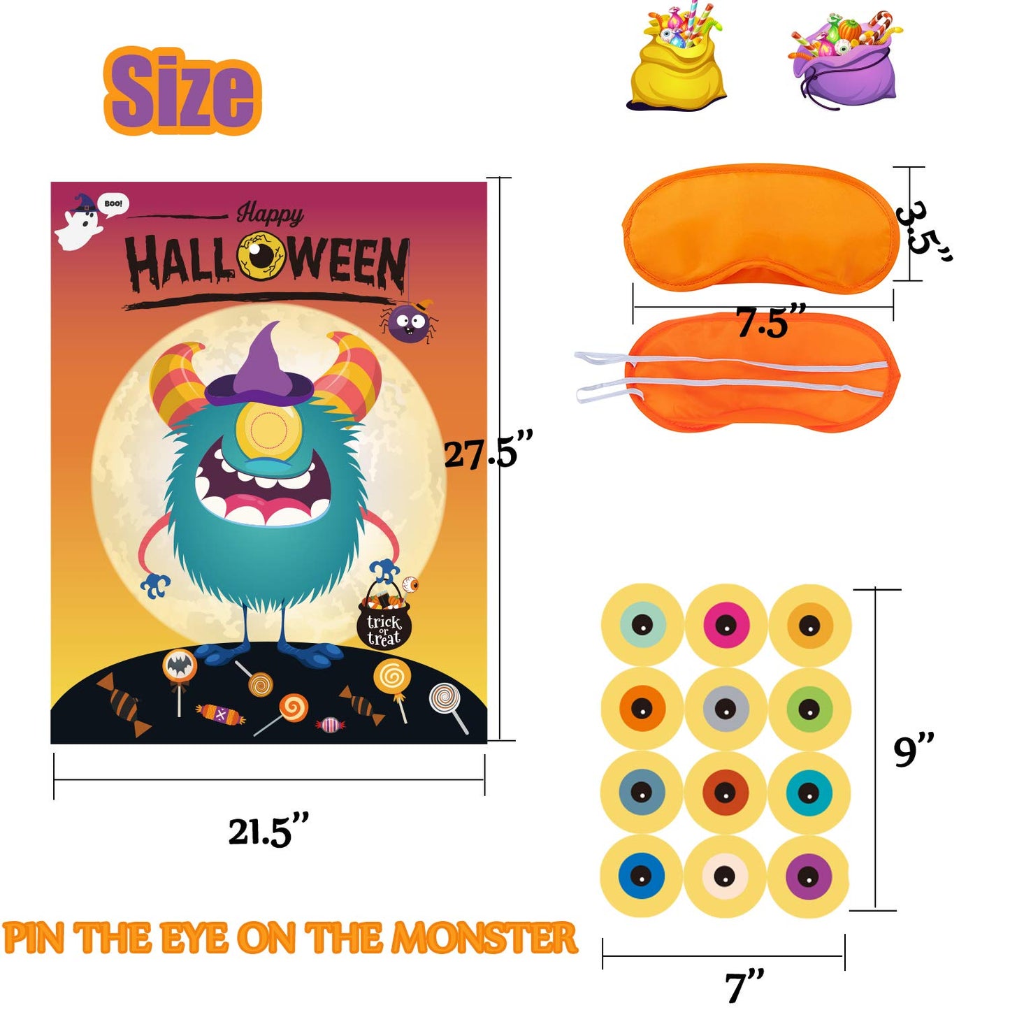 Funnlot Halloween Party Games For Kids Halloween Game Pin The Eye On The Monster Game Halloween Party Games Activities Halloween Pin The Tail Game