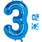 3 Number Balloon Blue 40 Inch Big Foil Mylar 3Rd Balloons For 3 Year Old Boy Girl Birthday Party Decorations Wedding Anniversary