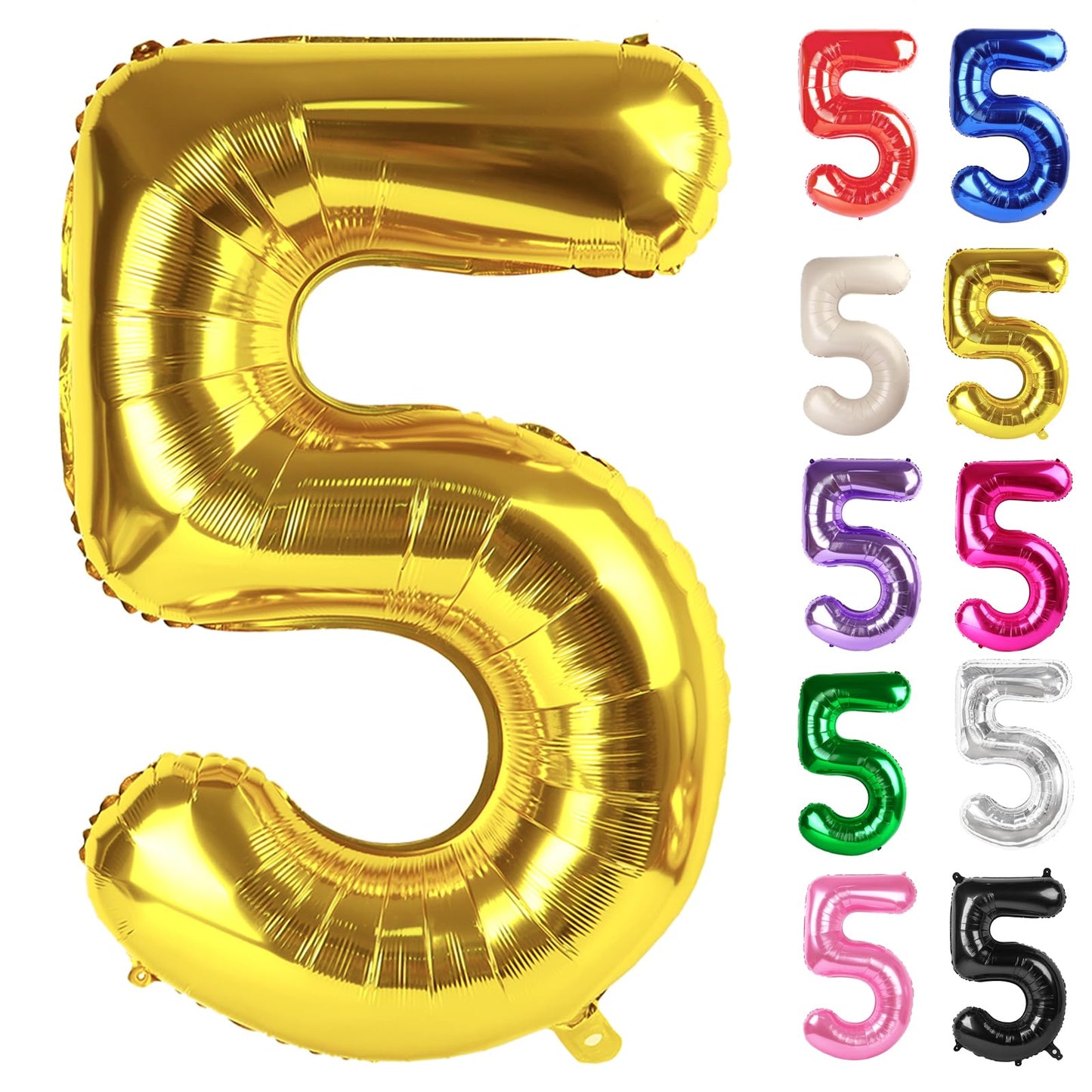 Gold Number 5 Balloon 40 Inch, 5 Balloon Number, 5Th Birthday Decorations, Gold Party Supplies For Boys Girls