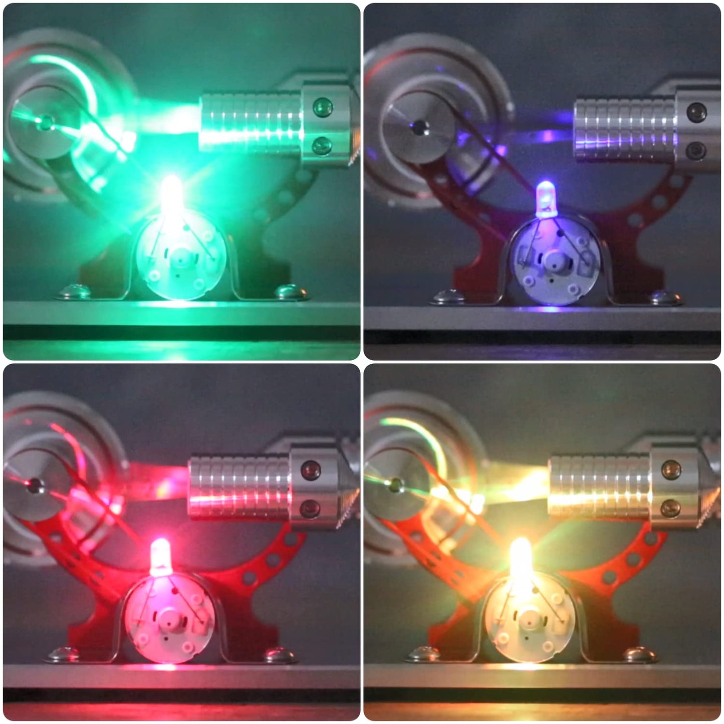 Sunnytech Hot Air Stirling Engine Motor Model Educational Toy Electricity Generator Colorful Led Sc (Sc004)