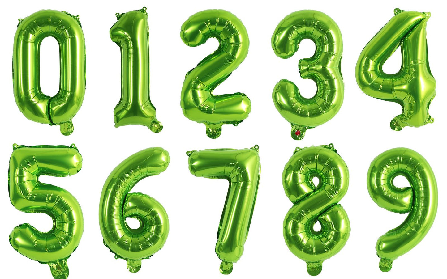 TONIFUL Number Balloons 16 Inch Light Green 0-9 Number Mylar Foil Balloons 10 Pcs Custom Digital Balloons for Birthday Party Eng