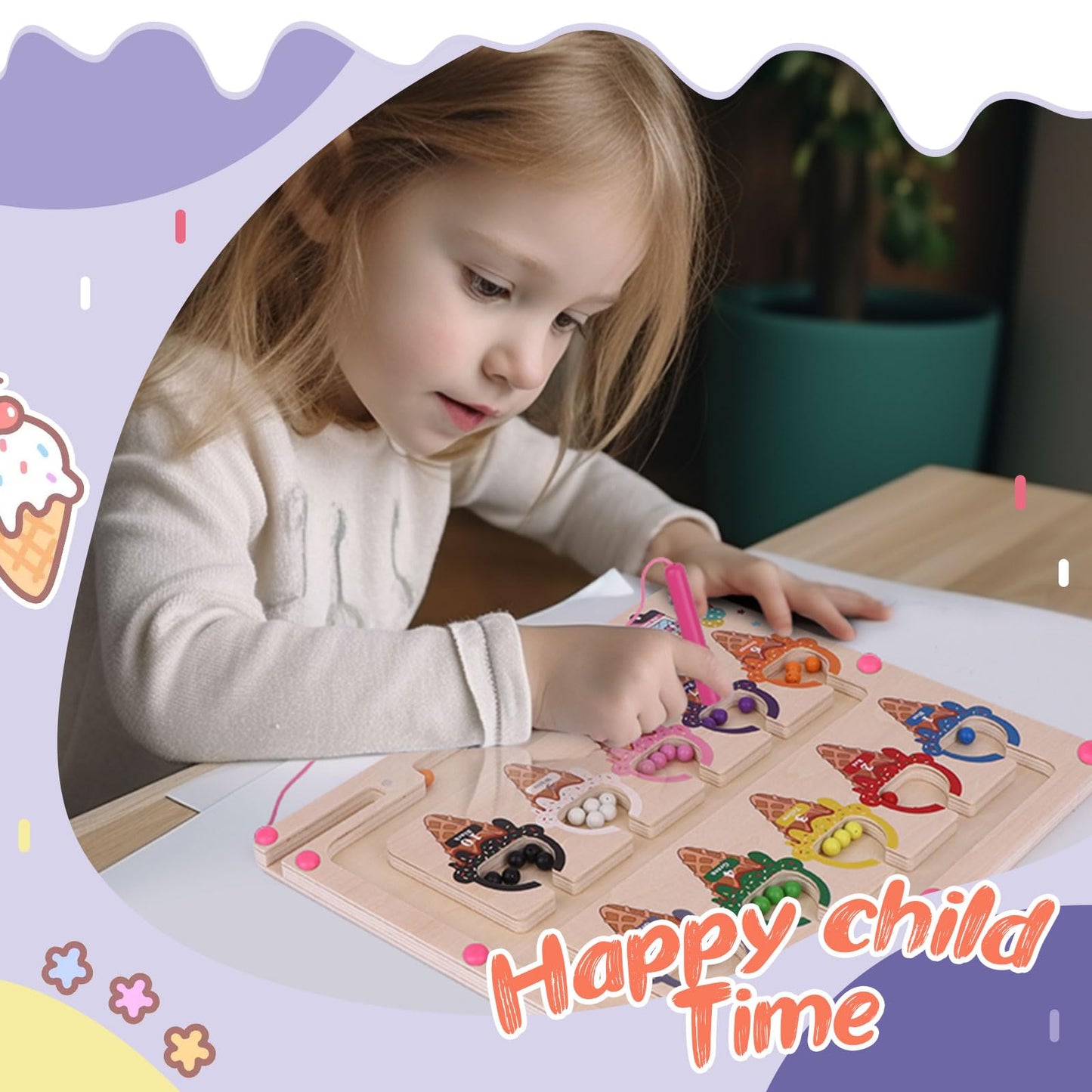 Montessori Magnetic Color And Number Maze Toy For Toddler Girls, Fine Motor Skills Board, Learning And Educational Birthday Gift