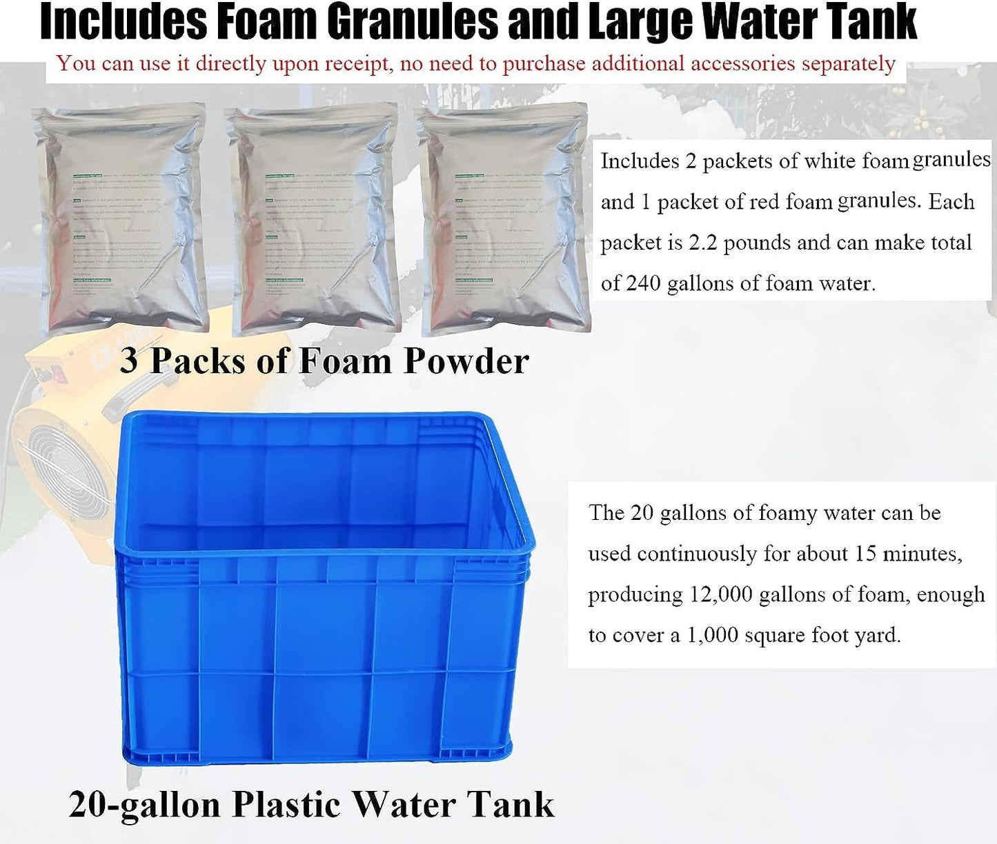 Uspoint Party Foam Machine, Pool Water Toys For Kids & Adults, Foam Cannon With 3Pcs Foam Granules And Water Tank, Holiday & Bir
