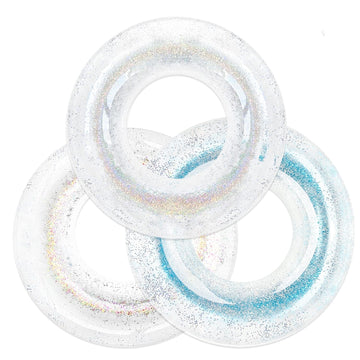 Polita Pool Float, Pool Floats Kids Summer Glitter Pool Tube With Confetti,Tube Pool Toys Beach Party, Transparent Inflatable Floating Tubes For Adults And Kids (Multicolor+Silver+Blue)