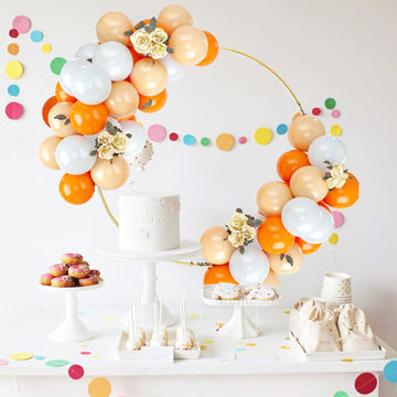 Balloons Orange And White, 50Pcs Orange Apricot White Latex Balloon, Orange White Party Balloons Birthday Balloons Decoration Fo