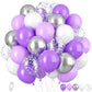 Purple And Silver Balloons, Purple White And Silver Balloons, Silver Confetti Balloons Purple White Latex Balloons For Birthday