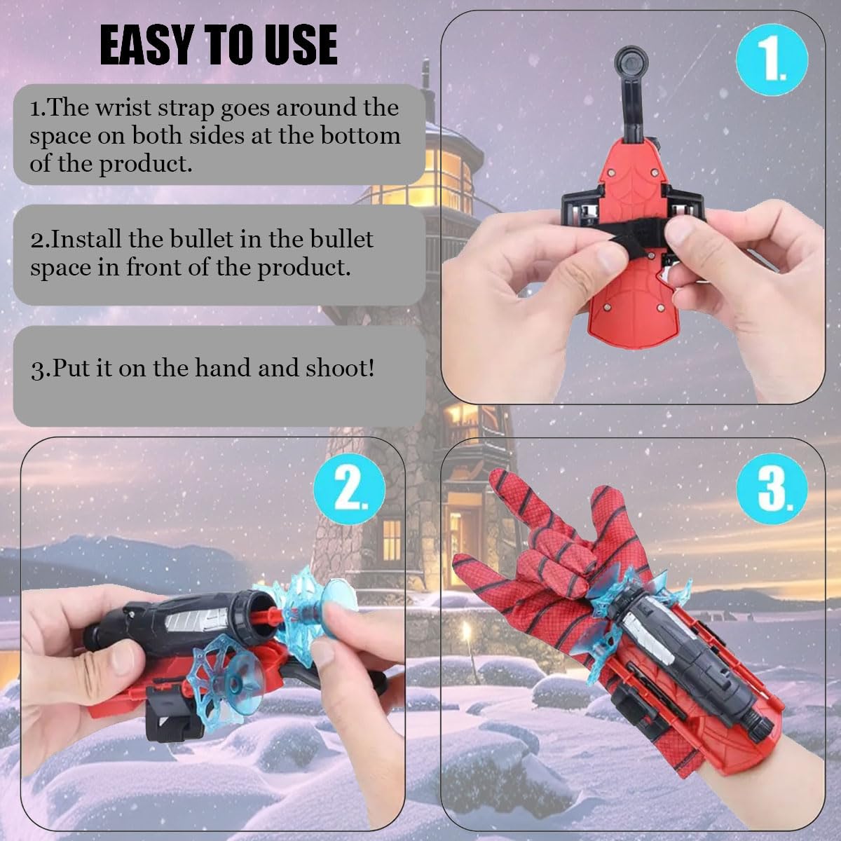 3 Sets Spider Web Shooters Hero Launcher Wrist Toy Set, Cosplay Launcher Gloves Hero Movie Launcher With Wrist Toy Funny Decorat