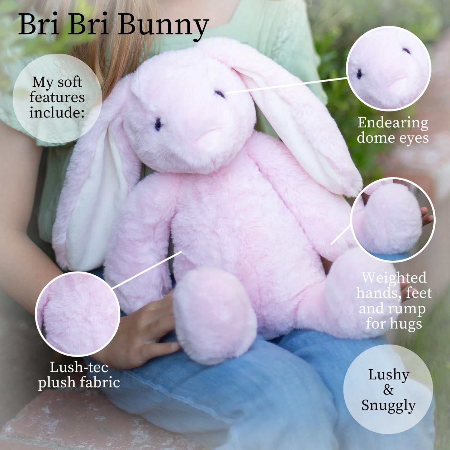 Worlds Softest Plush BriBri Bunny, Rose, Lushee, Large, 16 Stuffed Animal for Baby, Toddler, Kids, Adults - Soft, Huggable Stuf