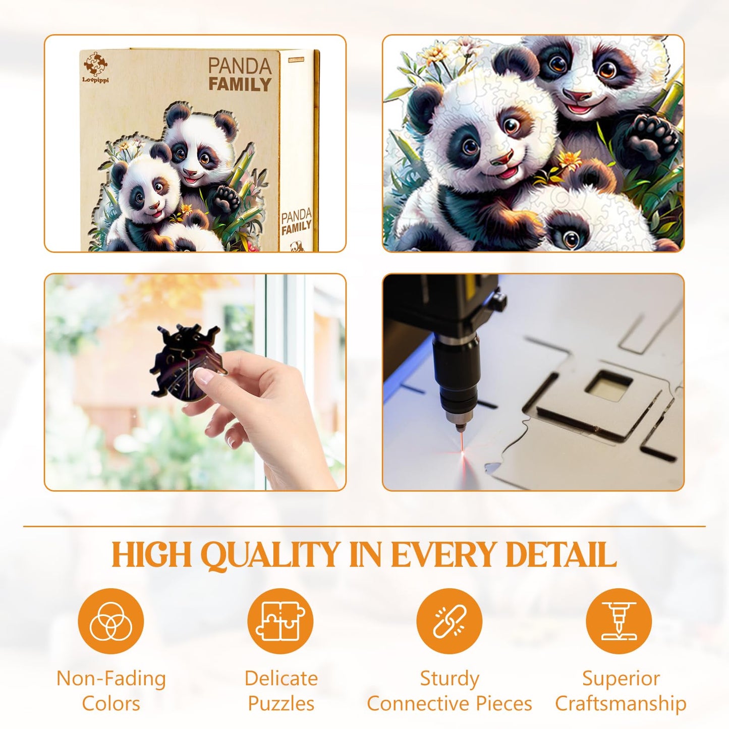 Wooden Puzzles for mature-themeds  Panda Family Wooden Jigsaw Puzzles for mature-themeds Kids  Unique Shaped Wood Puzzles mature-themed  Creative Birthday Gifts for Friends Family Game(8.5 * 8.3in 100pcs)