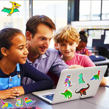 Dothrayan 100 Pcs Dinosaur Stickers For Water Bottle, Waterproof Dinosaur Stickers For Kids Boys Teens, Dinosaur Theme Holiday P