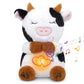 KOPHINYE Breathing Cow Stuffed Animal  11inch Cow Plush Soothing Stuffed Animal with Calming Music  Lights  Soft Breathing Sleeping Plush for Kids  mature-themed (3-Levels Mode & Volume)
