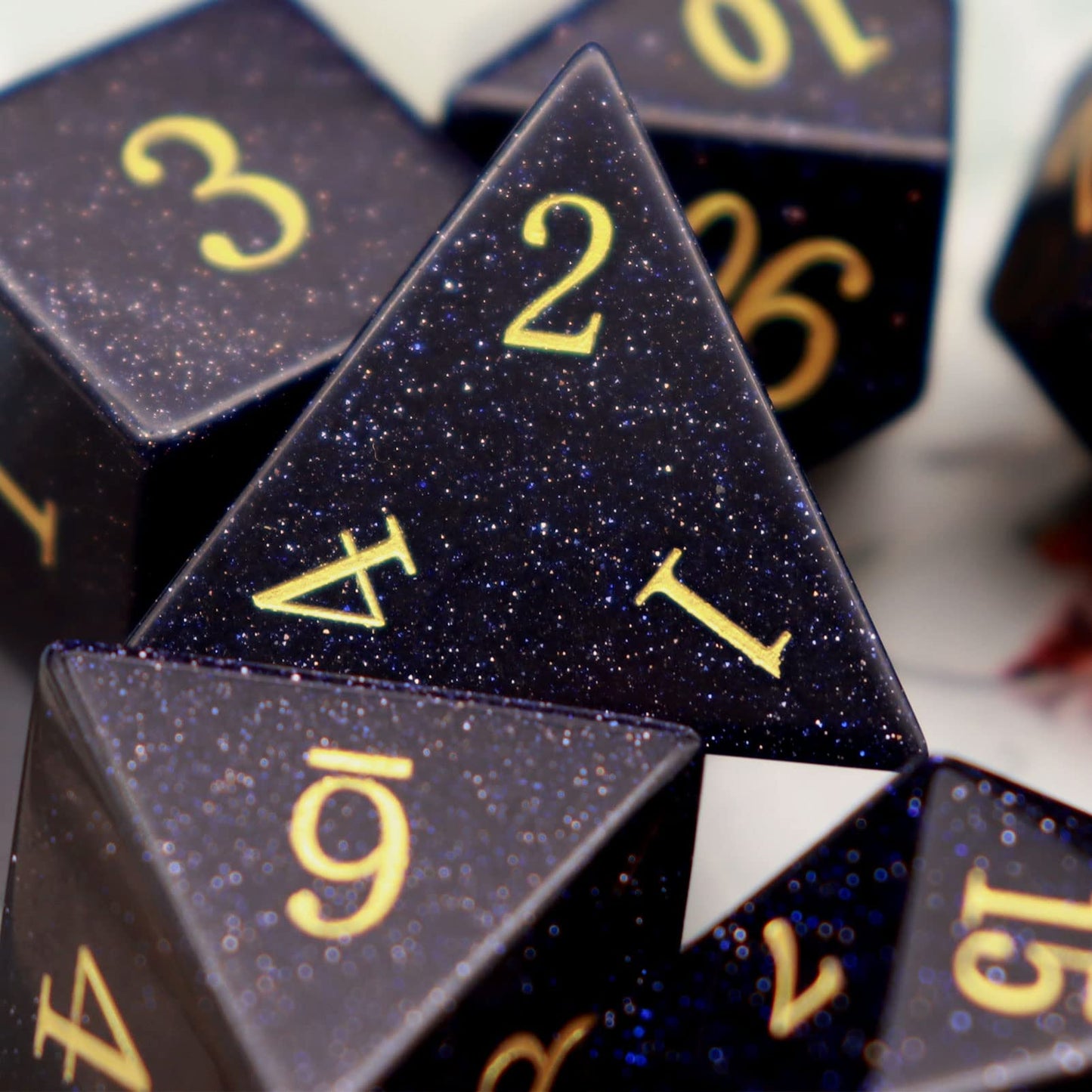 Haxtec Blue Sandstone Gemstone Dice Polyhedral Dnd Dice Set With Dice Case D&D Dungeons And Dragons Ttrpg Dnd Master Gift