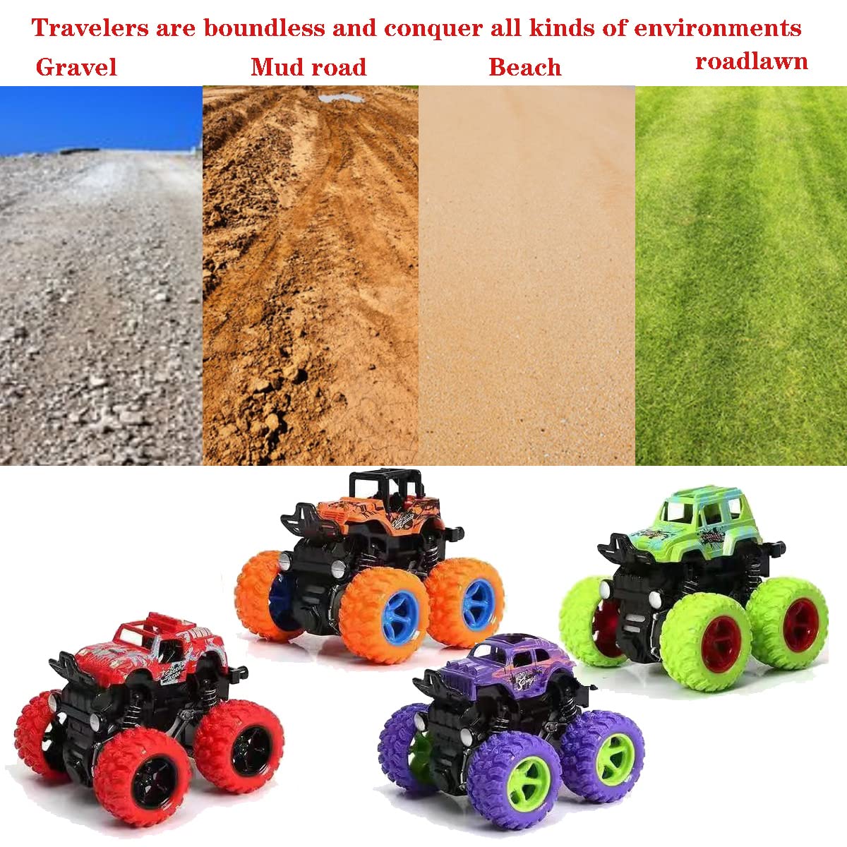 Ahycs Monster Truck Toys, Friction Powered Monster Trucks For Boys, Push And Go Vehicles Toy For Kids, Inertia Vehicle, Stunt On