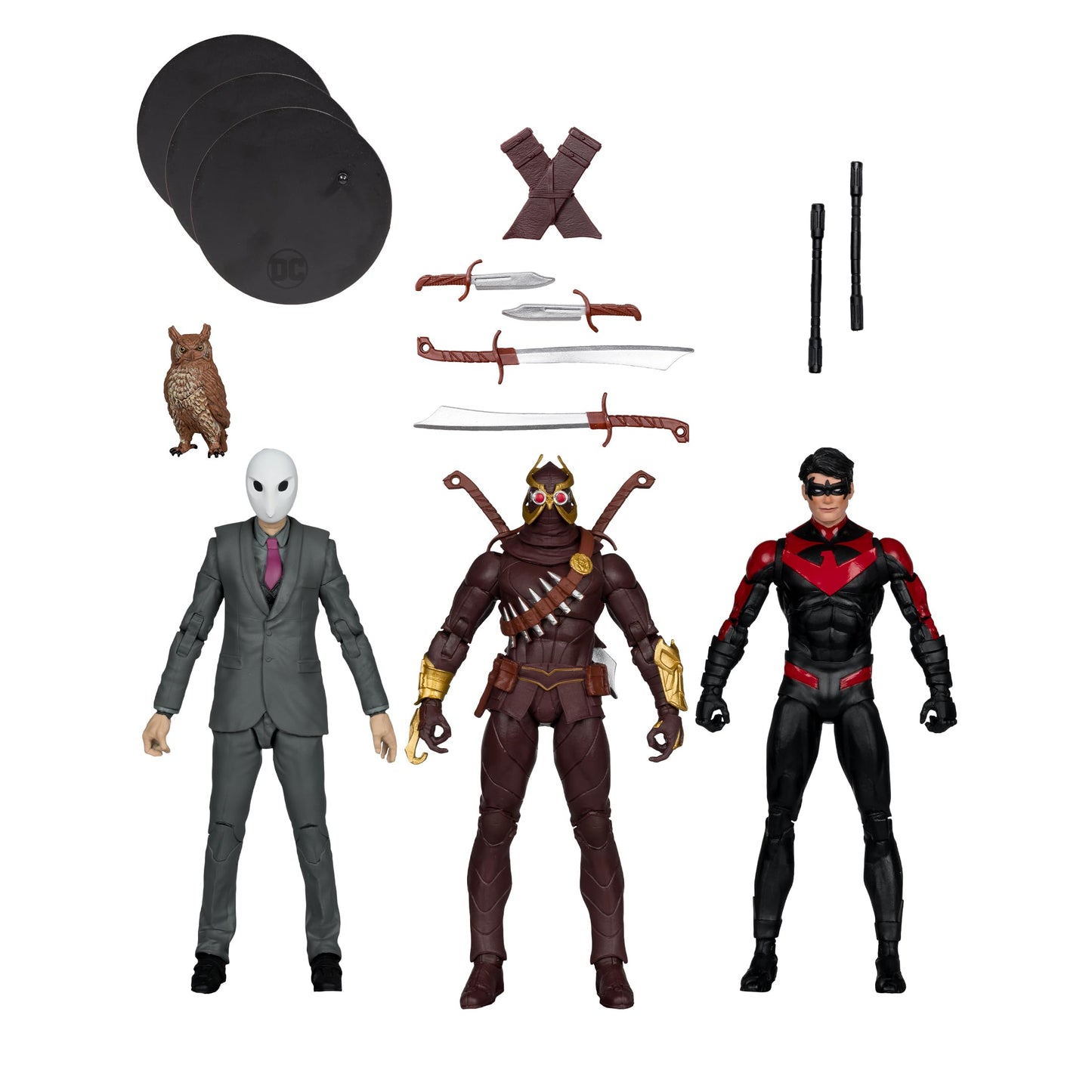 Mcfarlane Toys - Dc Multiverse Nightwing Vs Talon & Owl 7In Figure 3Pk Gold Label