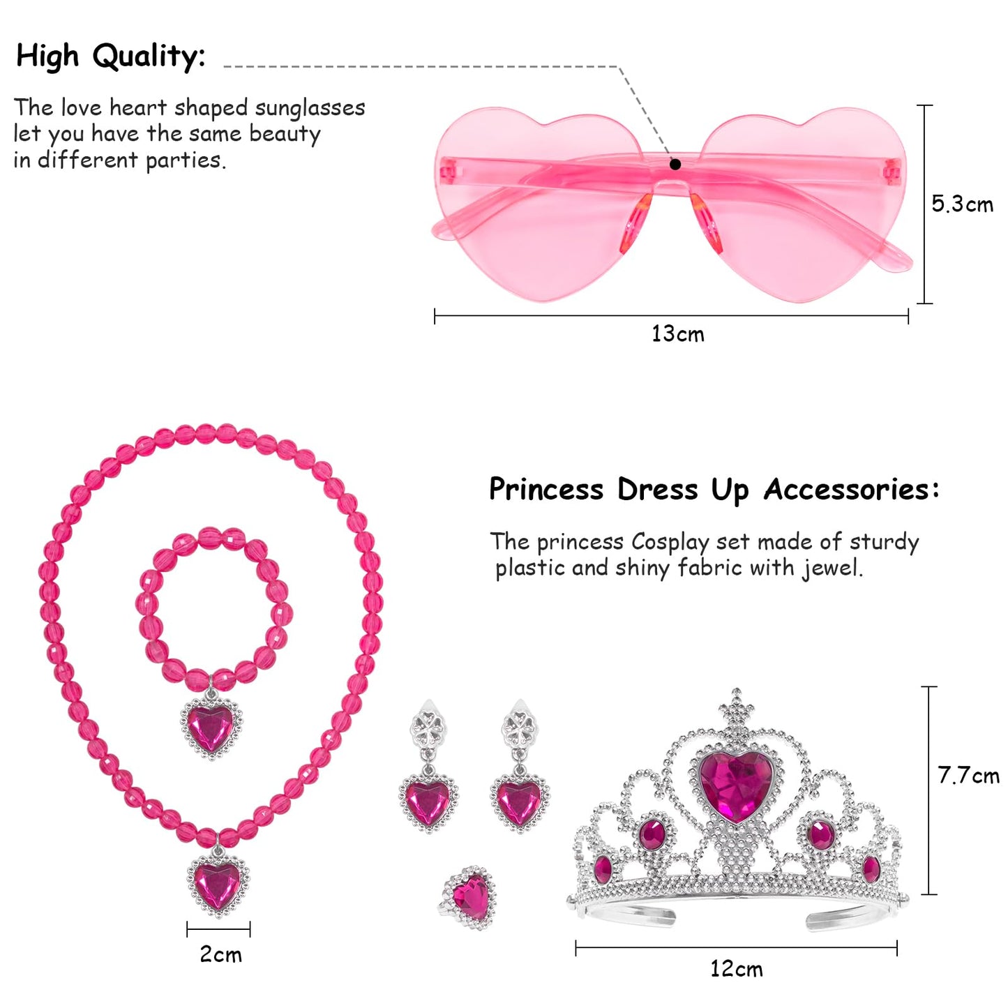 Vorlits Girls Pink Costume Set Rainbow Tutu Dress For Kids Movie Cosplay Dress Up Outfits Halloween Birthday Party