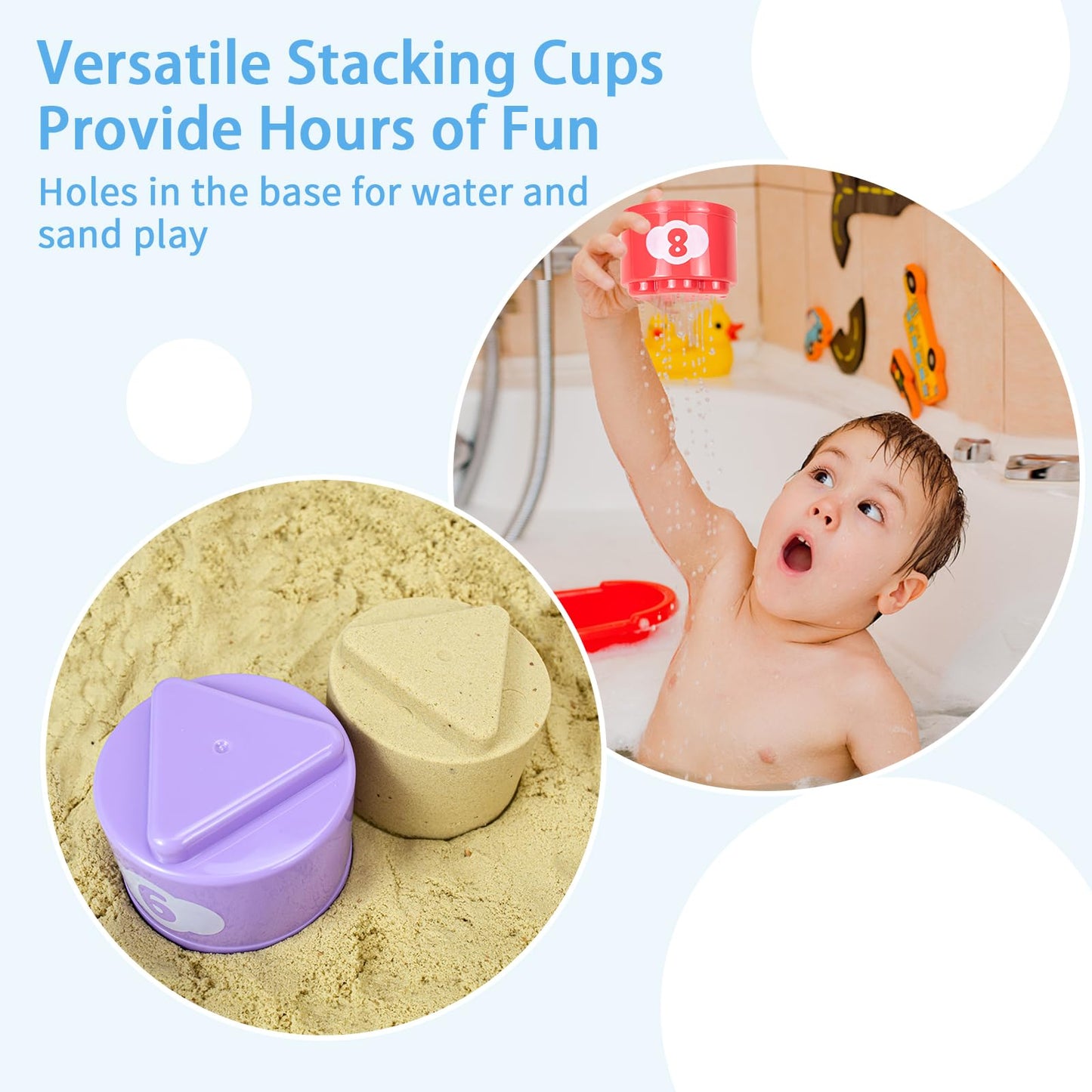 Ynanimery Stacking Cups Toys For Toddlers 1-3, Baby Toys Stacking Cups & Soft Blocks Teething Toys For Babies 6-12 Months Montes