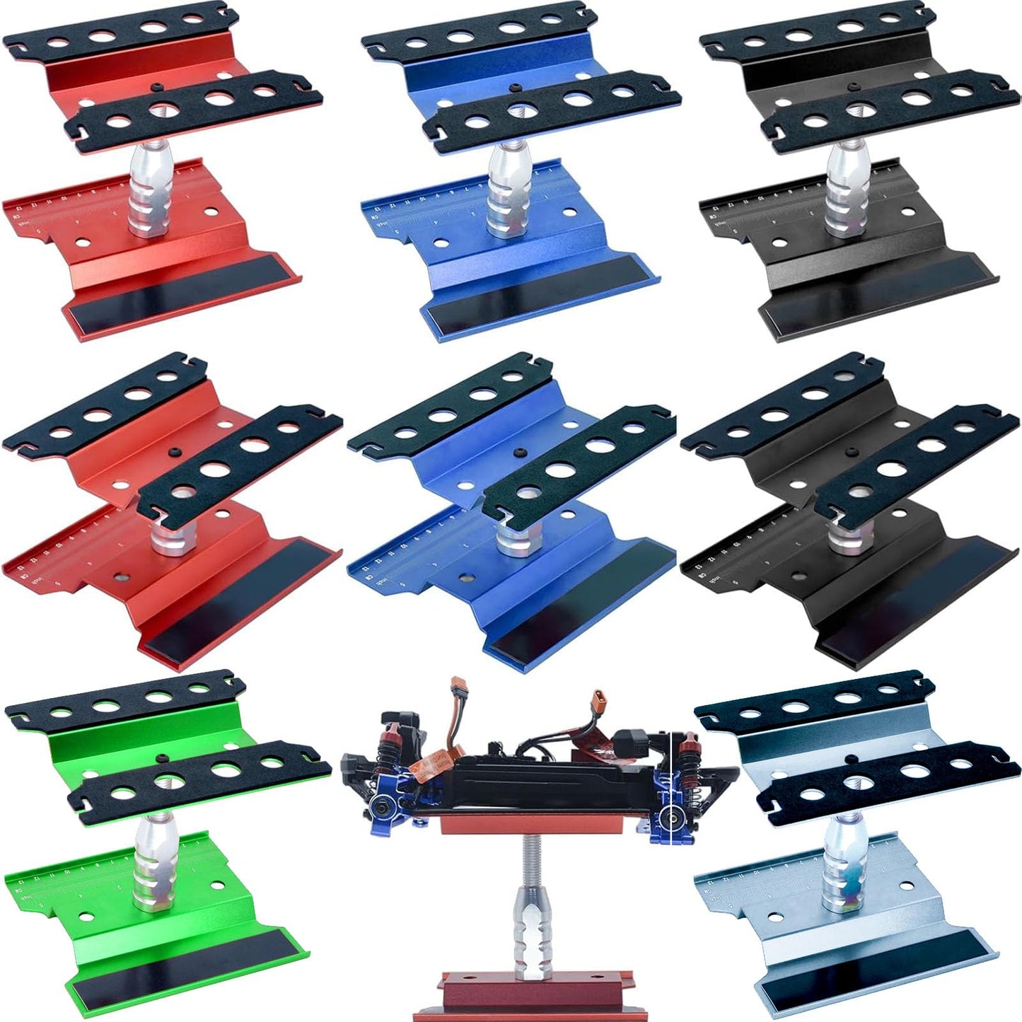 RC Car Repair Work Stand Lift Lower Adjustable Workstation Aluminum 360 Degree Rotation for 1/8 1/10 1/12 RC Car Traxxas Slash T