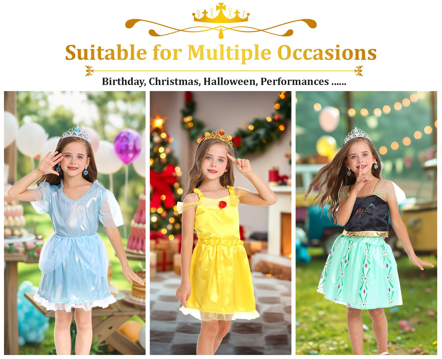 LIMIROLER 18 Pcs Princess Dress Up Clothes for Little Girl Role Play Costume Gift Set, Princess Dress Up Toys for Toddler Girls,