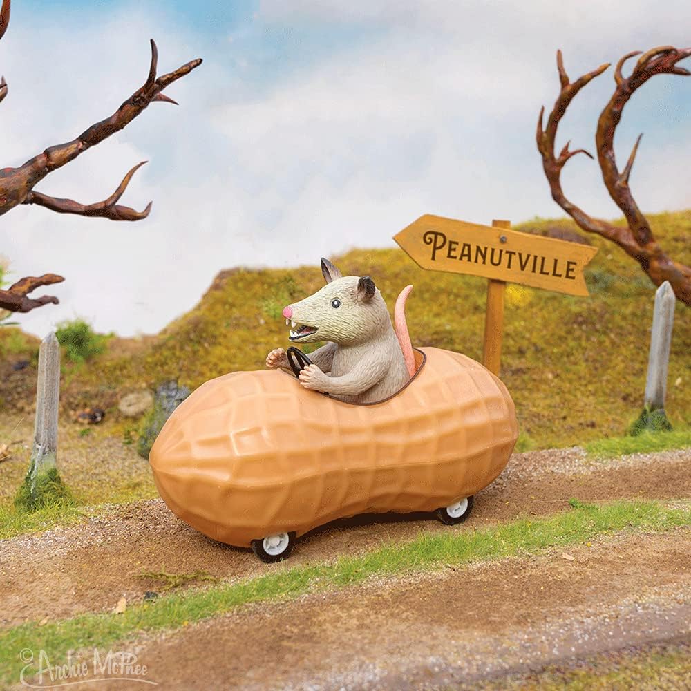 Archie McPhee Pull Back Toy Car - Mcphee Archie Possum, Model 12967, Cotton Material, Fun Collectible for Kids