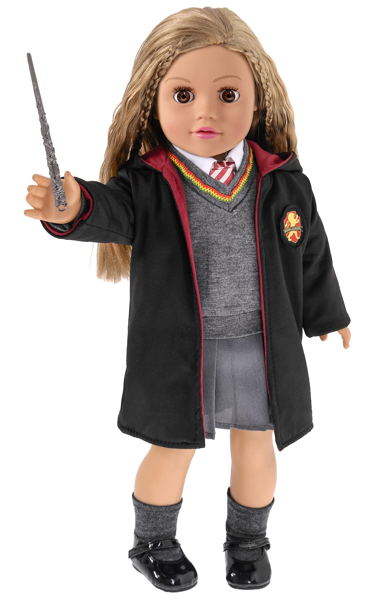 18 Inch Doll Clothes And Accessories Halloween Magic School Uniform Inspired Costume Doll Clothes Accessories Set Include Outfit Shoes For Girls (No Doll)