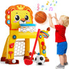 4-in-1 Toddler Basketball Hoop & Soccer Goal and Golf Toys, Interactive Lion Musical Sports Toys with Light for 1 2 3 Year Old B