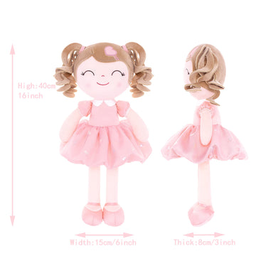 Gloveleya Baby Doll Gifts Plush Curly Girl Toys With Love 16' Pink
