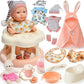 Cleboen Baby Doll Accessories Set For Girls, 9'' Baby Doll With 2 Sets Clothes Doll Walker Feeding Bottle Pacifier Diaper Blanke
