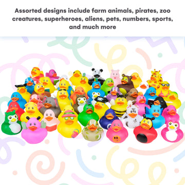Kicko 2 Inches Assorted Rubber Ducks In Bulk - 50 Pack - Ducking Jeeps For Kids