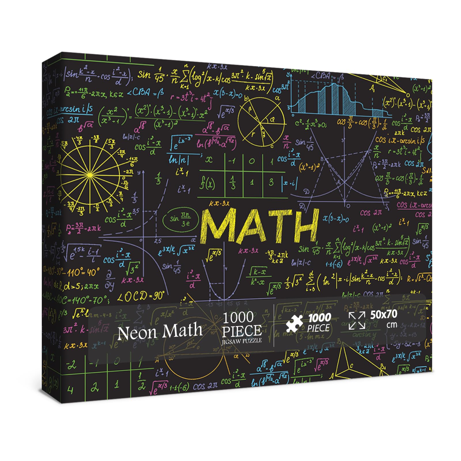 Math Formulas Puzzles 1000 Pieces For Adults, Impossible Difficult Jigsaw Puzzles Neon Art Puzzle, Funny Family Puzzle Collage Challenging Puzzles