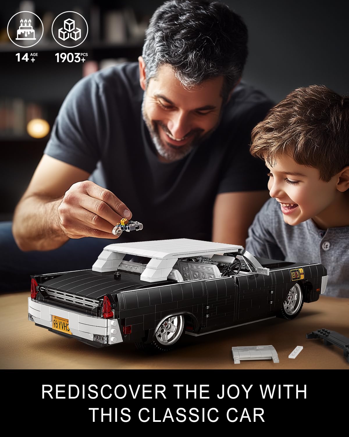 Mould King 10118 Sports Car Building Block Kits  MOC Classic Vintage Car Model Building Sets  Gift for Kids Age 8+/mature-themed Collections Enthusiasts (1903 Pieces  Static Version)