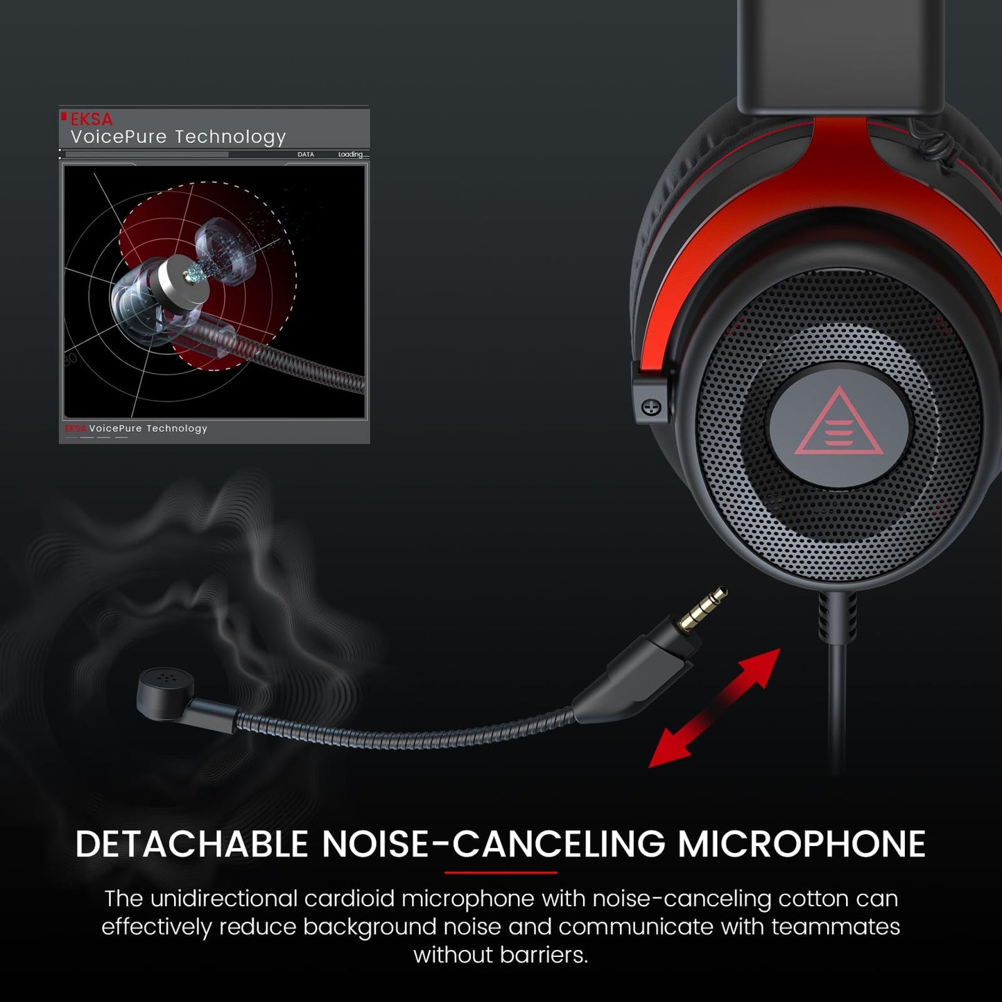 Eksa E900 Gaming Headset With Microphone - Pc Headset With Detachable Noise Canceling Mic -Like New