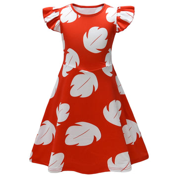 AOVCLKID Girls Lilo Princess Costume Birthday Party Dress Halloween Cosplay Outfits(4T,Red)