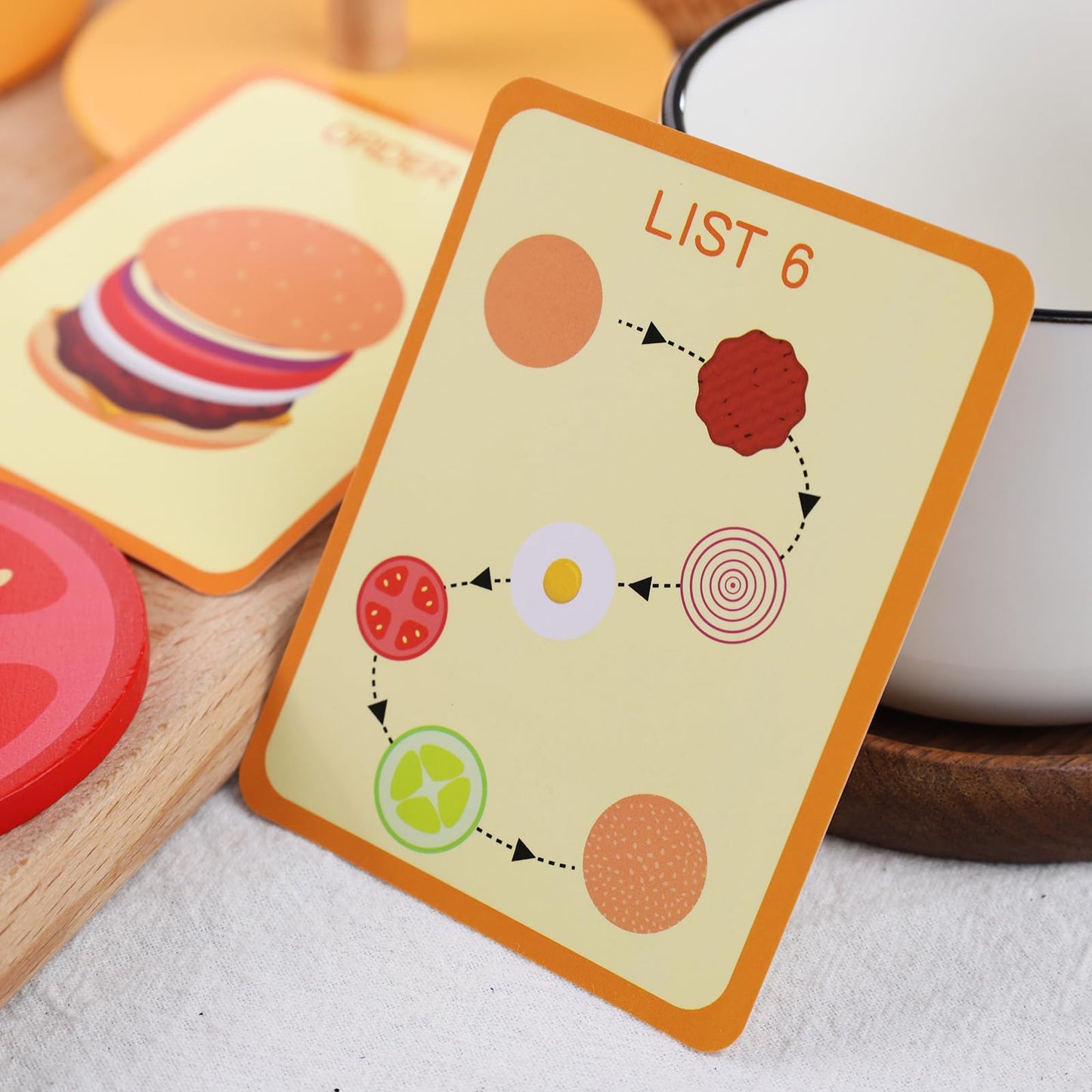 Lovestown Wooden Stacking Toys, Burger Stacking Toys Montessori Toys For Kids Educational Preschool Learning Toys For Boys Girls Birthday Gifts, Medium