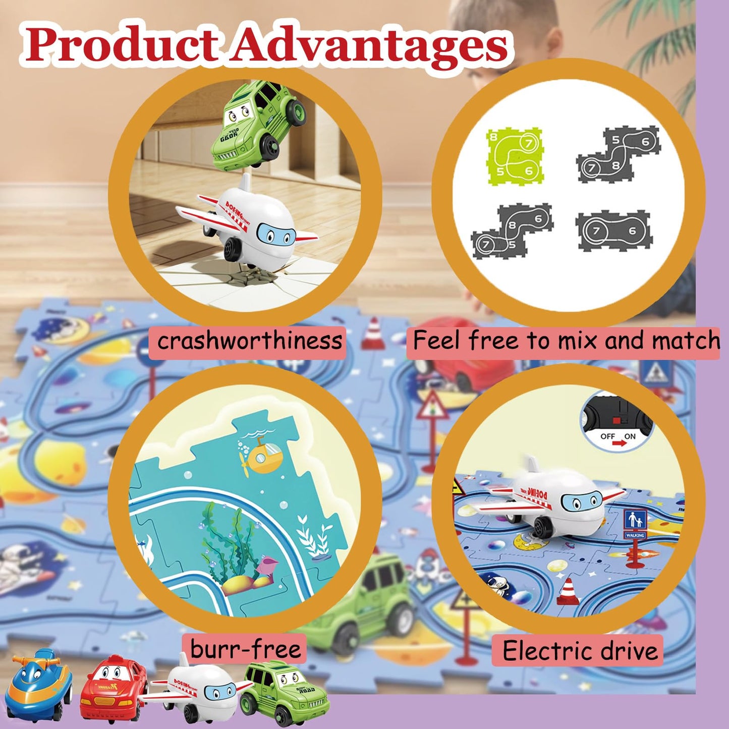 Puzzle Racer Kids Car Track Set With Cars Puzzle Racer Car Track Set For 3-8 Year Old Best Holidays&Birthday Gifts For Kids (25P