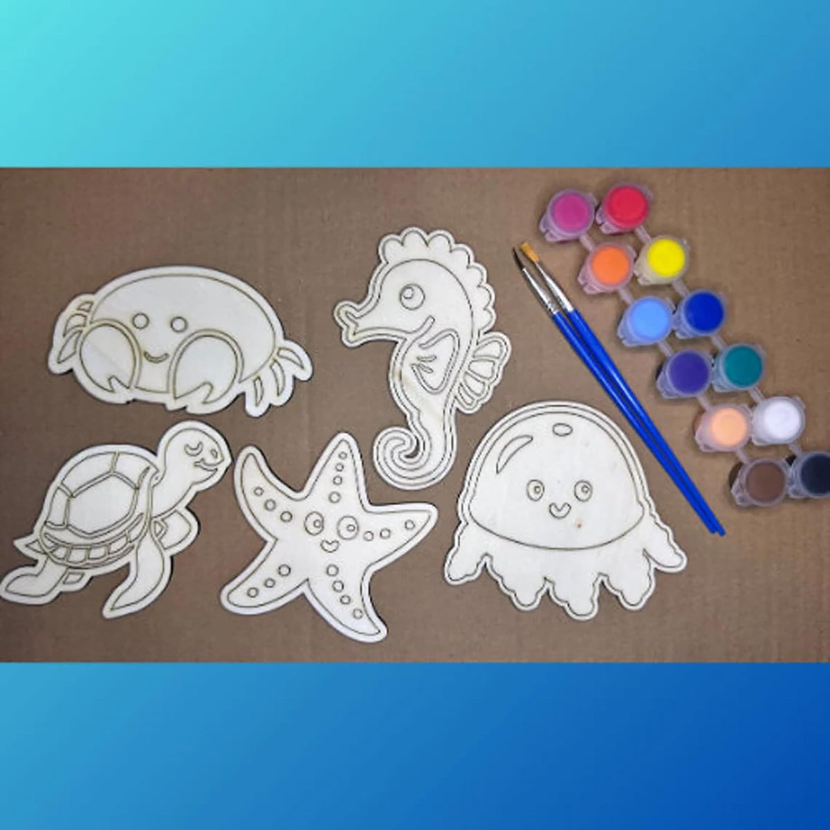 Cliths Diy Wood Paint Kit For Kids, Sea Creatures Painting Set For Children, Party Game & Classroom Activity, Wooden Paint Craft