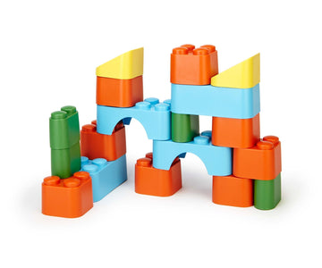 Green Toys Block Set - 18 Piece Pretend Play, Motor Skills, Building and Stacking Kids Toy Set. No BPA, phthatates, PVC. Dishwas