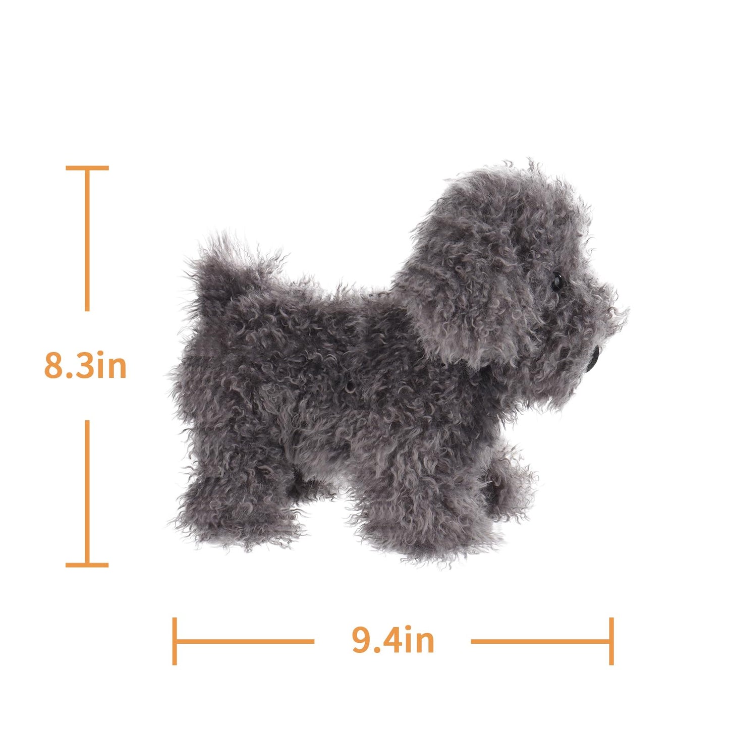 Apricot Lamb Toys Plush Dark Grey Poodle Dog Puppy Stuffed Animal Soft Cuddly Perfect For Child 8.3 Inches