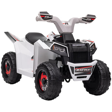 Aosom Kids Atv Quad Car, 6V Four-Wheeler Ride On Toy For Kids With Forward Backward Function, Wear-Resistant Wheels For Toddlers Ages 18-36 Months, White