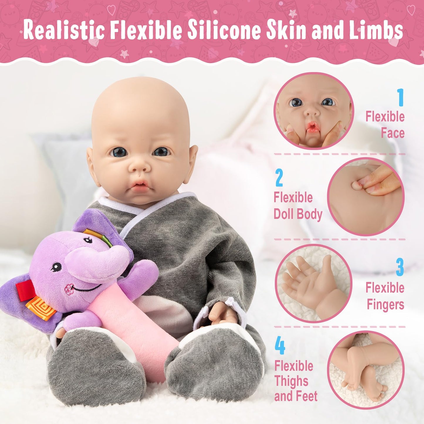 Vollence 17 Inch Full Body Silicone Dolls Boy Anatomically Correct Real Silicone Baby Dolls Toys For Kids Toddlers Child Childre