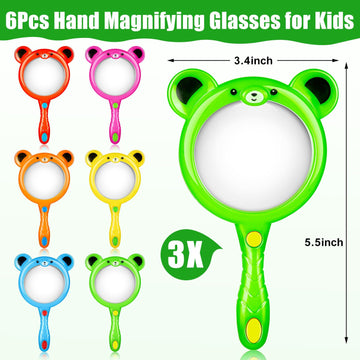 6Pcs Kids Magnifying Glass  Colorful Magnifying Glass for Kids  Hand Toy Magnifying Glasses  Mini Magnifier Glasses for Science Class Reading Outdoor Observation Party Favor