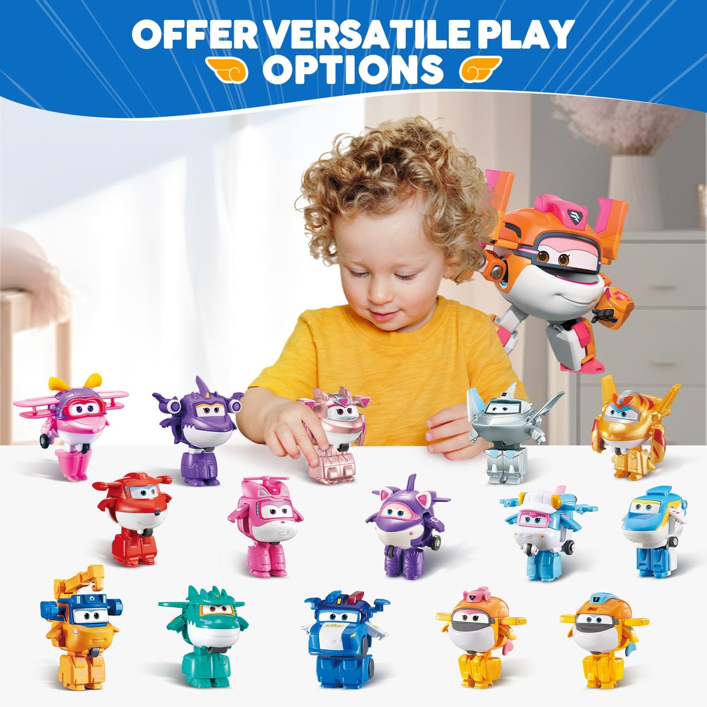 Super Wings Transformable Toys, 2 in Tiki Robot Transforming Action Figures, 2-in-1 Mode Robot Toys for Boys Girls 4-6 6-8, Fun