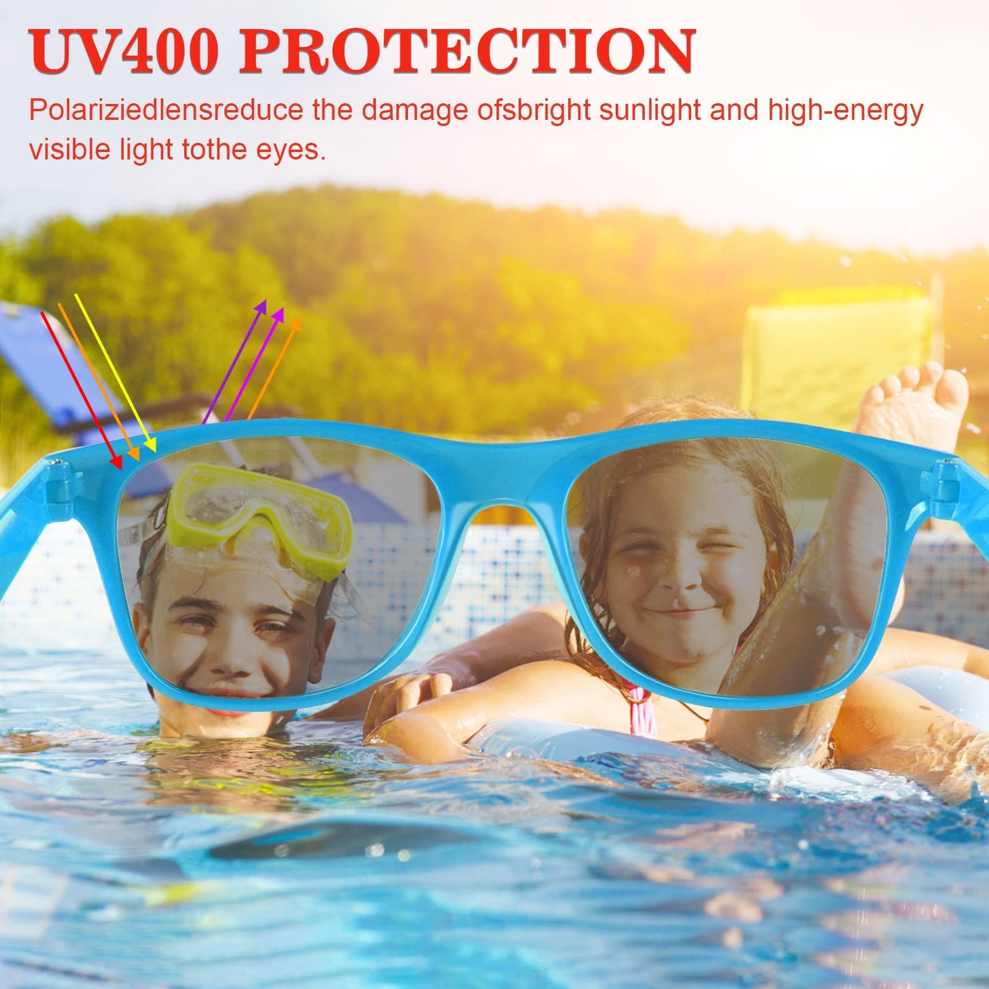 Tuparka 20 Pack Kids Sunglasses Bulk For Summer Pool Party Favors Birthday Parties Goody Bag Fillers, Blue